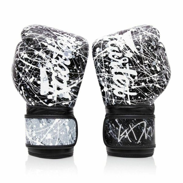 NEW Genuine Fairtex Painter micro fiber boxing gloves splash design White/Black - Image 2