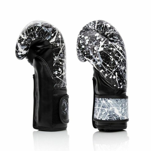 NEW Genuine Fairtex Painter micro fiber boxing gloves splash design White/Black - Image 4