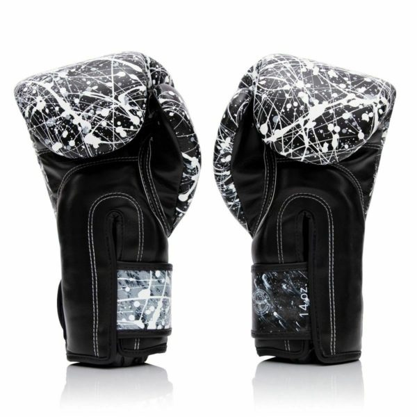NEW Genuine Fairtex Painter micro fiber boxing gloves splash design White/Black - Image 3