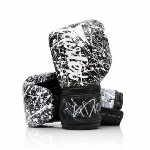 NEW Genuine Fairtex Painter micro fiber boxing gloves splash design White/Black