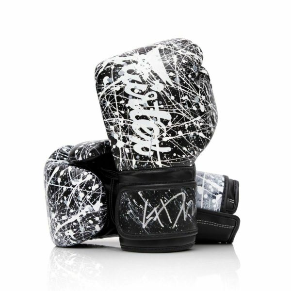 NEW Genuine Fairtex Painter micro fiber boxing gloves splash design White/Black