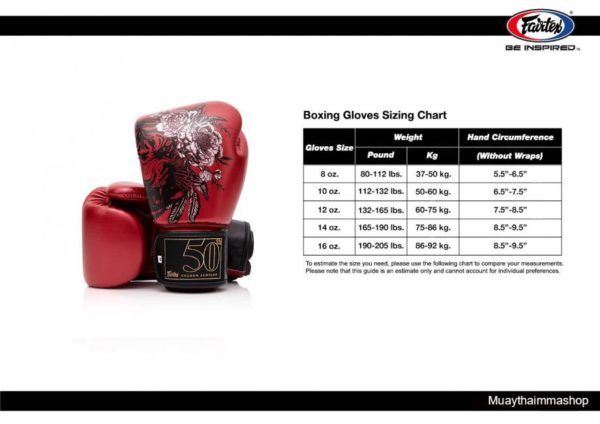 Genuine Fairtex Boxing Gloves Golden Jubilee 50th anniversary (No Box) with Nylon Bag - Image 3