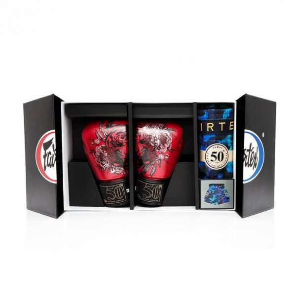 Genuine Fairtex Boxing Gloves Golden Jubilee 50th anniversary Box Set with Short - Image 6