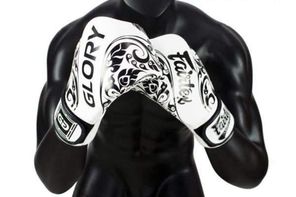 Fairtex Limited Edition GLORY Boxing Gloves Genuine Leather Velcro Patch White/Black - Image 4