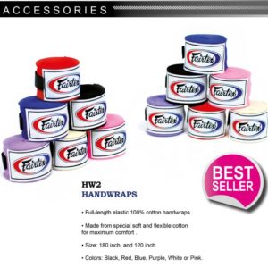 FAIRTEX HANDWRAPS Full-length elastic 100% cotton 180 inch HW2