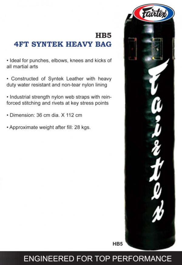 Fairtex Muaythai 4FT SYNTEK HEAVY BAG HB5 UnFilled