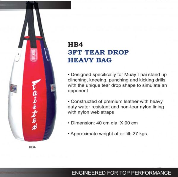 Genuine Fairtex Tear Drop Leather Heavy Bag HB4 UNFILLED - Image 3