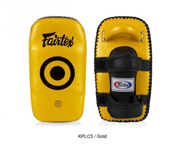 NEW FAIRTEX Lightweight Standard Curved Kick PADS LIMITED GOLD COLOR