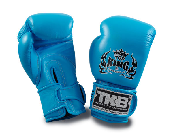 Top King Boxing Gloves Neon Blue Color Clearing Stock