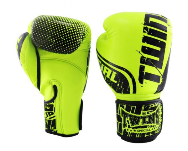 Twins Special Fancy Boxing Gloves Velcro PU Leather Green - Image 2