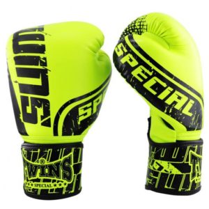 Twins Special Fancy Boxing Gloves Velcro PU Leather Green