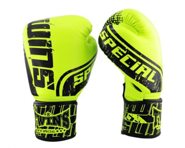 Twins Special Fancy Boxing Gloves Velcro PU Leather Green