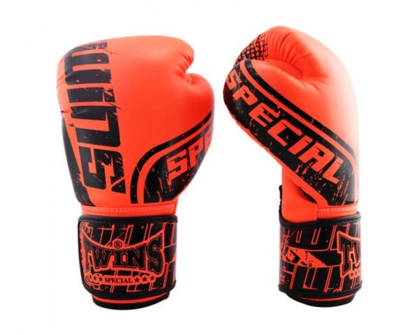 Twins Special Fancy Boxing Gloves Velcro PU Leather Orange
