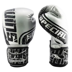 Twins Special Fancy Boxing Gloves Velcro PU Leather Black Silver