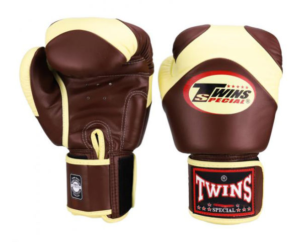 Twins Special Boxing Gloves Velcro Extra Design Genuine Leather Brown - Image 2