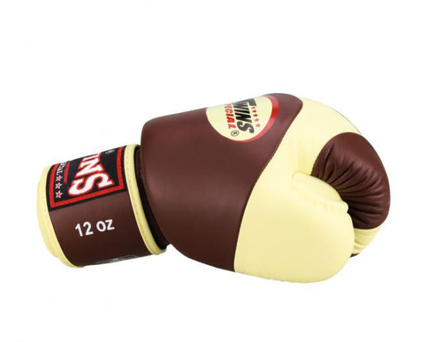 Twins Special Boxing Gloves Velcro Extra Design Genuine Leather Brown - Image 4