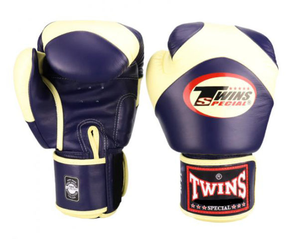 Twins Special Boxing Gloves Velcro Extra Design Genuine Leather Blue - Image 3