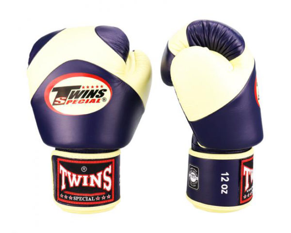 Twins Special Boxing Gloves Velcro Extra Design Genuine Leather Blue