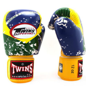 Twins Special Fancy Boxing Gloves Velcro Genuine Leather Brazil Flag