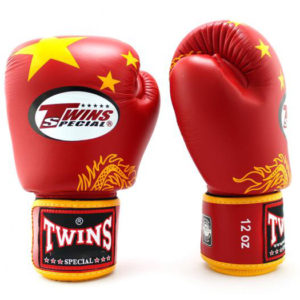 Twins Special Fancy Boxing Gloves Velcro Genuine Leather China Flag