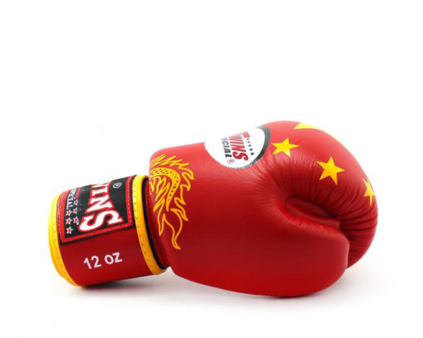 Twins Special Fancy Boxing Gloves Velcro Genuine Leather China Flag - Image 4