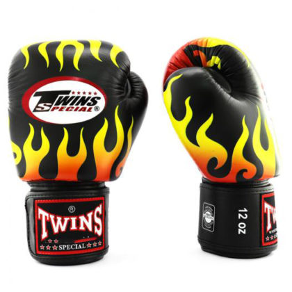 Twins Special Fancy Boxing Gloves Velcro Genuine Leather FLAME