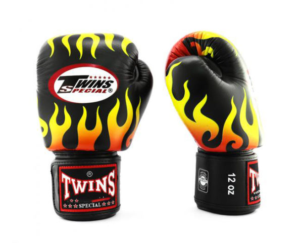Twins Special Fancy Boxing Gloves Velcro Genuine Leather FLAME