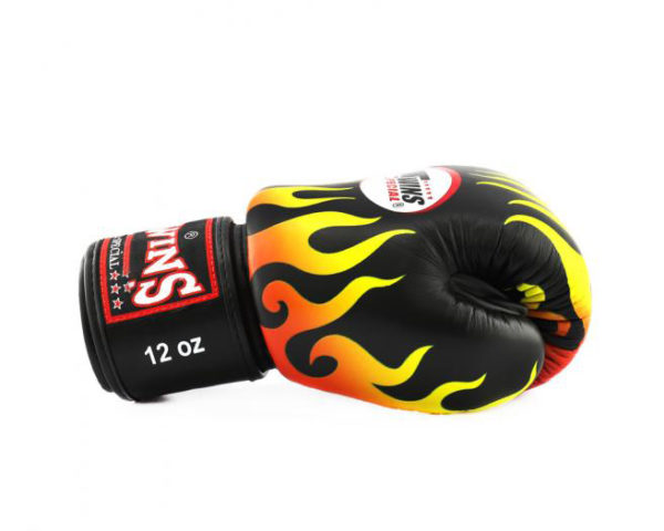 Twins Special Fancy Boxing Gloves Velcro Genuine Leather FLAME - Image 4