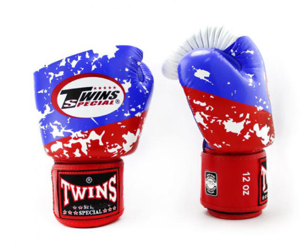 Twins Special Fancy Boxing Gloves Velcro Genuine Leather Russia Flag