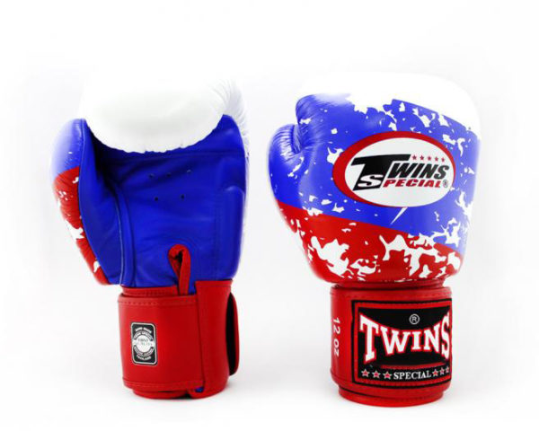 Twins Special Fancy Boxing Gloves Velcro Genuine Leather Russia Flag - Image 3