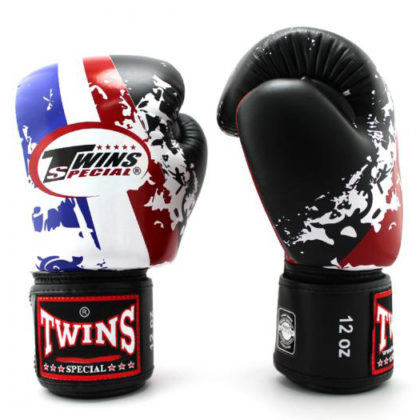 Twins Special Fancy Boxing Gloves Velcro Genuine Leather Thai Flag
