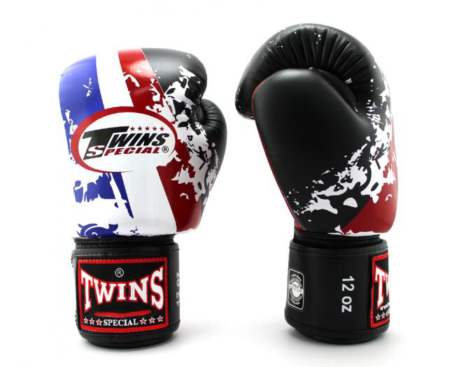 Twins Special Fancy Boxing Gloves Velcro Genuine Leather Thai Flag