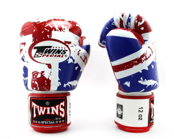 Twins Special Fancy Boxing Gloves Velcro Genuine Leather UK Flag