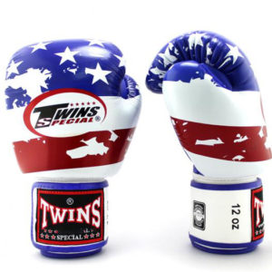 Twins Special Fancy Boxing Gloves Velcro Genuine Leather USA Flag