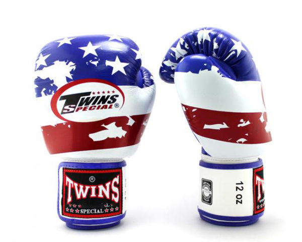 Twins Special Fancy Boxing Gloves Velcro Genuine Leather USA Flag