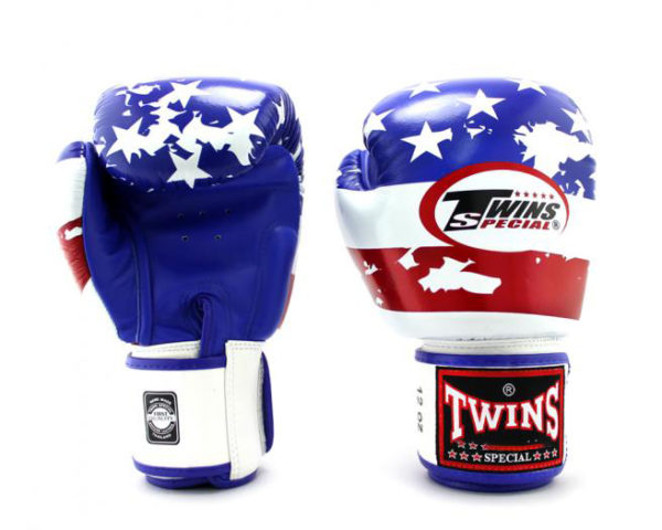 Twins Special Fancy Boxing Gloves Velcro Genuine Leather USA Flag - Image 3