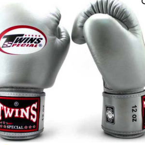 Twins Special Boxing Gloves Classic Genuine Leather BGVL3 Silver / Gold Color