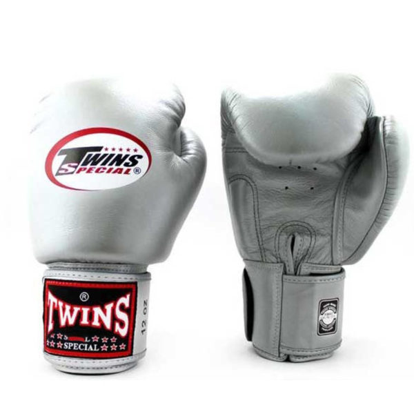 Twins Special Boxing Gloves Classic Genuine Leather BGVL3 Silver / Gold Color - Image 3