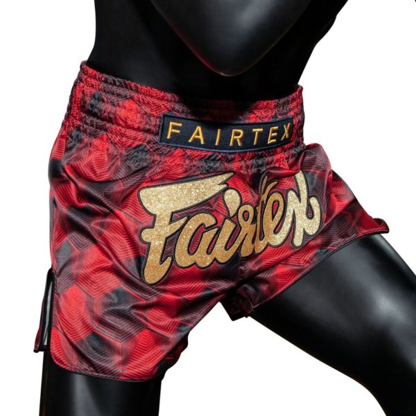 Fairtex Muay Thai Shorts - Red Black - Image 3