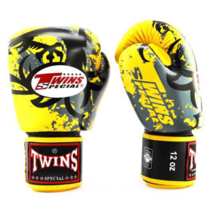 Twins Special Fancy Boxing Gloves Velcro Genuine Leather Fancy Yellow