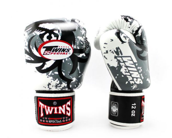 Twins Special Fancy Boxing Gloves Velcro Genuine Leather Fancy White