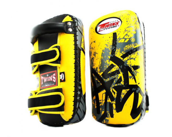 Twins Fancy Kick Pads VELCRO Leather KPL2 Medium Yellow - Image 3