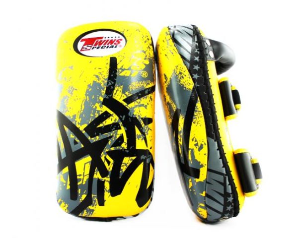 Twins Fancy Kick Pads VELCRO Leather KPL2 Medium Yellow