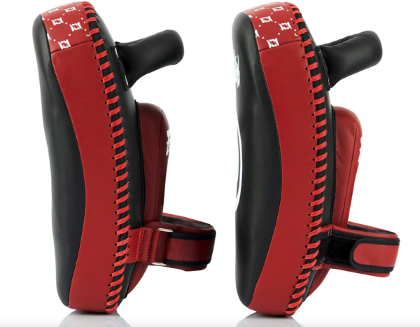 FAIRTEX MUAYTHAI SMALL Curved Kick Pads Lightweight Microfiber KPLC6 RED Black - Image 3