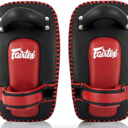 GENUINE FAIRTEX NEW MUAYTHAI SMALL Curved Kick Pads Training Equipment KPLC6 RED Black
