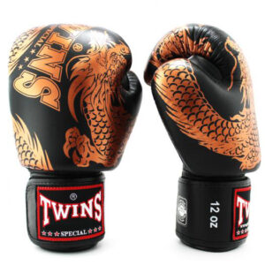 Twins Special Fancy Boxing Gloves Dragon Copper Black
