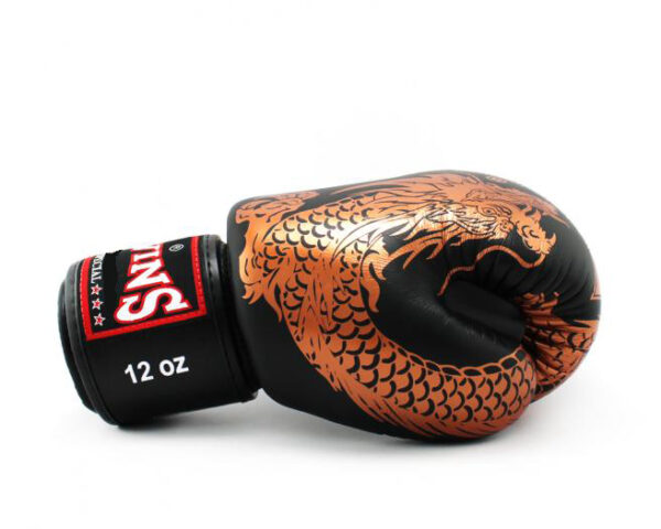 Twins Special Fancy Boxing Gloves Dragon Copper Black - Image 4