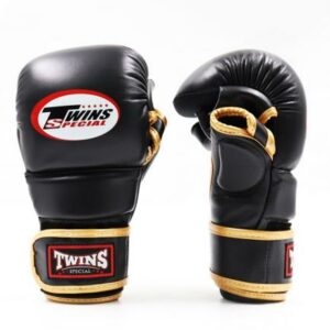 Twins Special MMA Grappling Gloves Leather Black Gold Color GGL14