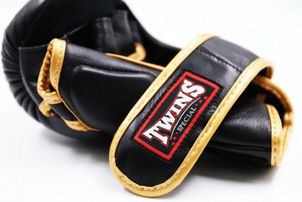 Twins Special MMA Grappling Gloves Leather Black Gold Color GGL14 - Image 4