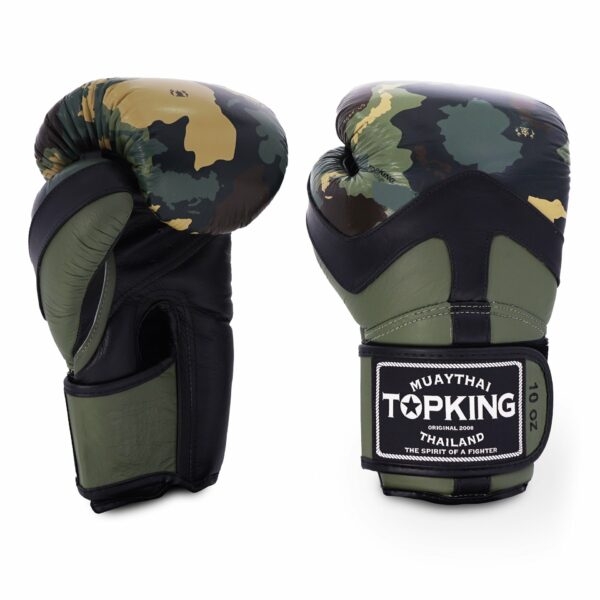 TOP KING BOXING GLOVES GENUINE LEATHER GREEN CAMOUFLAGE - Image 3